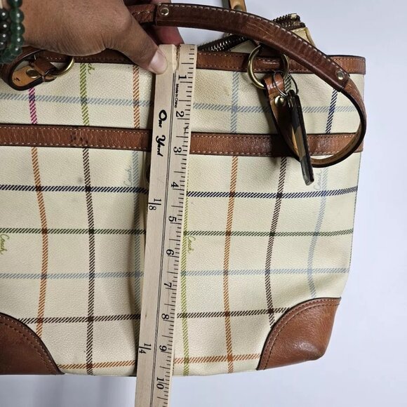 VTG Classic Coach Heritage Tatterall Plaid Bag Tote Blue Stripe #D0868-12561 - Picture 5 of 13